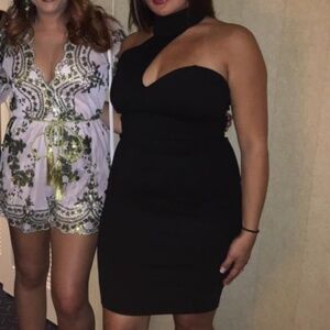 Hot Miami Styles Black Choker Style Midi Dress